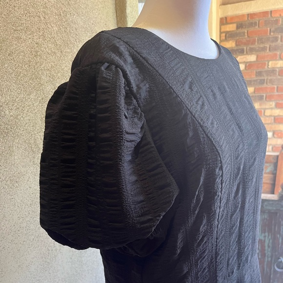 Downeast Black puff sleeve lined midi dress size Large - Picture 2 of 6